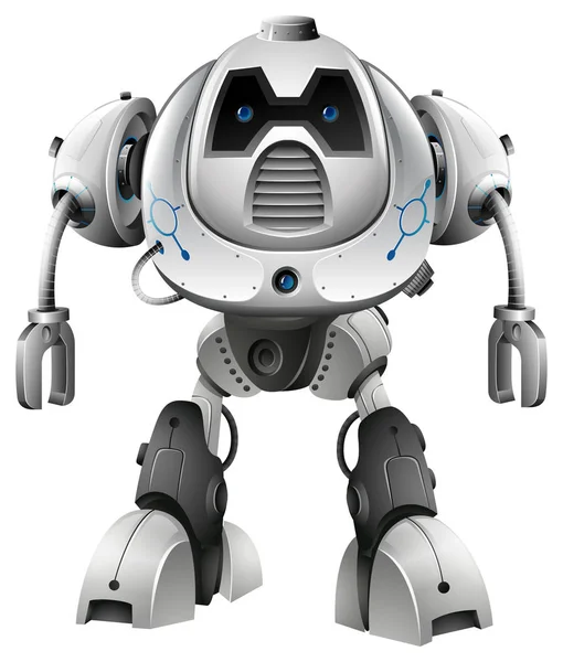 Robot met blauwe ogen op witte achtergrond — Stockvector