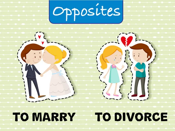 Palavras opostas para casamento e divórcio —  Vetores de Stock