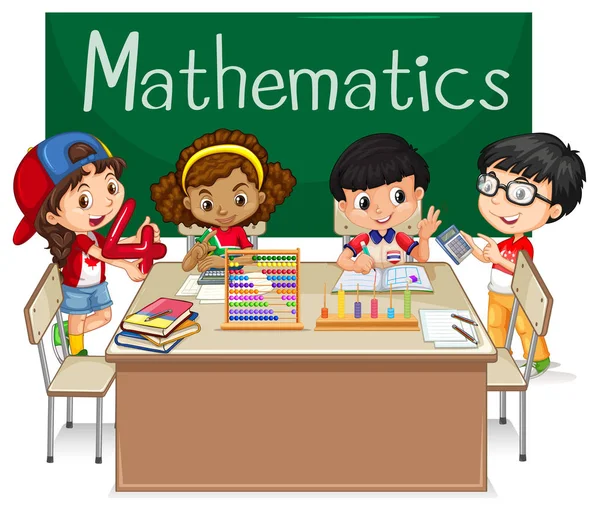 Matière scolaire pour Mathématiques avec enfants en classe — Image vectorielle