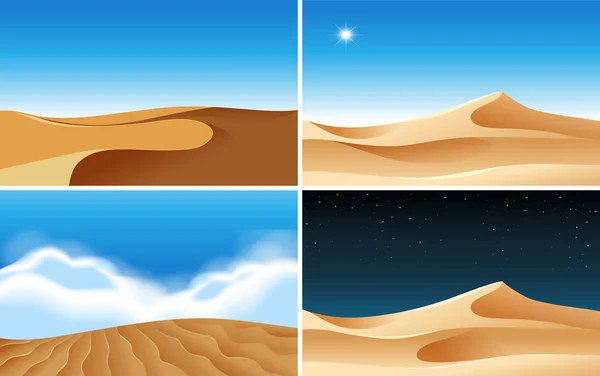 Four background scenes of deserts at different times — Stock Vector