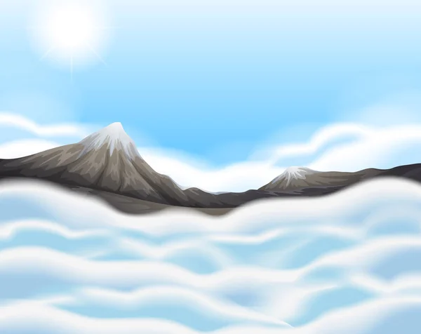 Тло сцени зі снігом на вершині гір — стоковий вектор