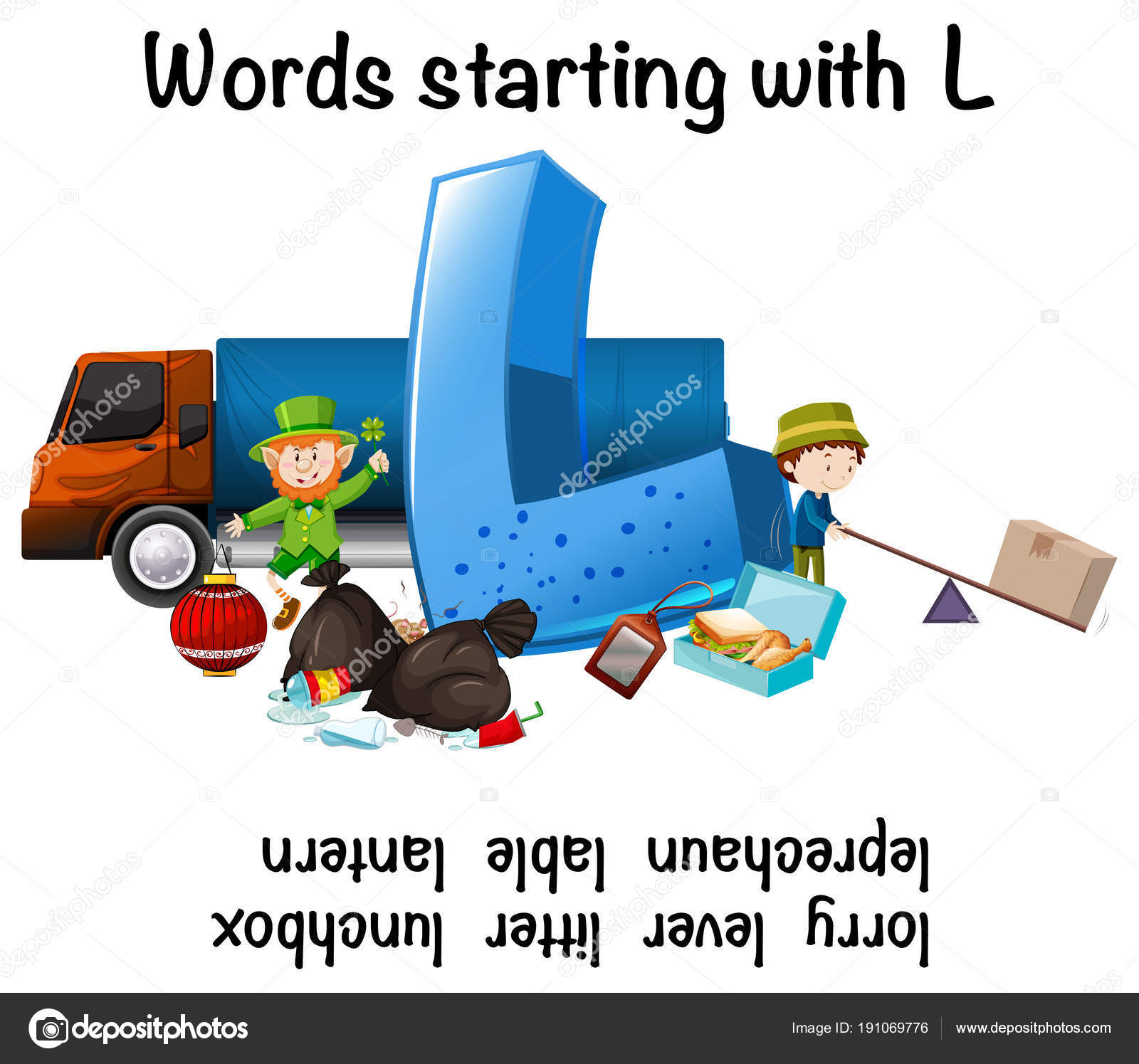 Inglese Parole Che Iniziano Con L Vettoriali Stock
