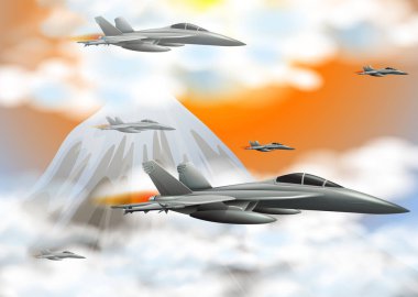 Gökyüzünde uçan birçok jet uçakları