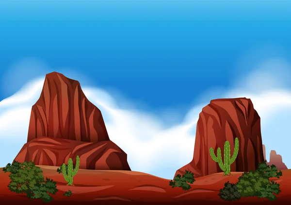 自然沙漠岩石场面 — 图库矢量图片