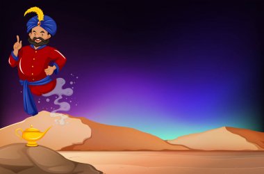 A Magic Lamp in Desert Scene clipart