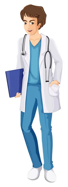 A Male Nurse on White Background — Stock Vector