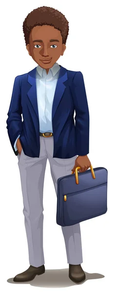 Businessman holding briefcase on white background