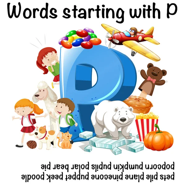Слова, начинающиеся с буквы P — стоковый вектор