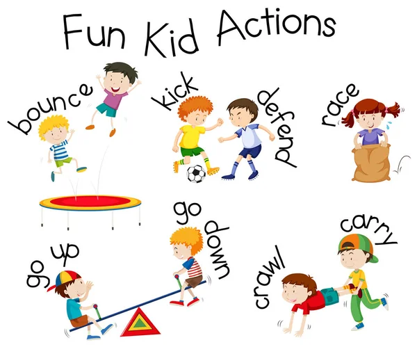 Illustration du terrain de jeu Fun Kid Actions — Image vectorielle