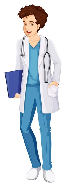 A Male Nurse on White Background — Stock Vector