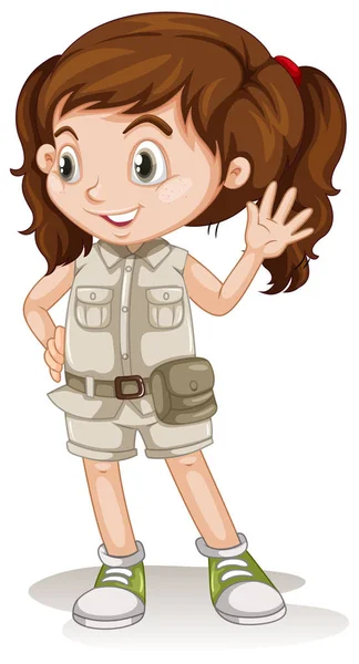 Cute Girl ubrany w strój safari — Wektor stockowy