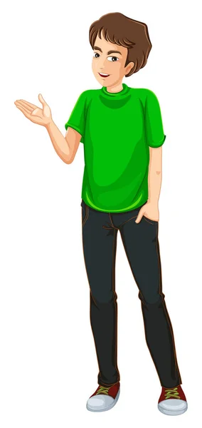 Молодой человек в зеленой рубашке — стоковый вектор