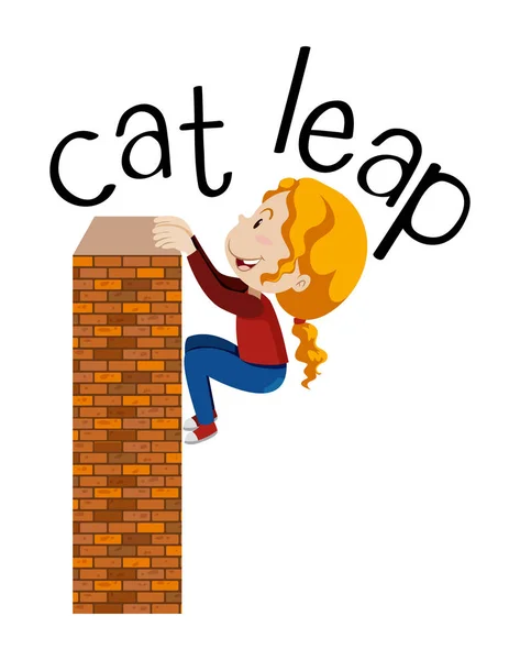 Cat Leap Exercise on White Background — Stock Vector