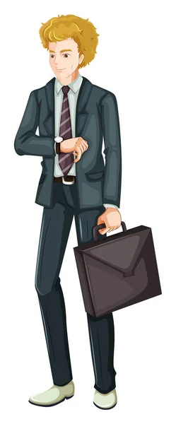 A Smart Business Man on White Background — Stock Vector