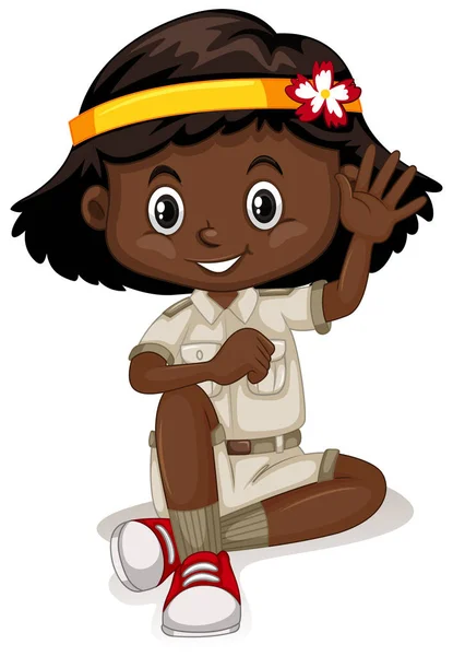 Chica afroamericana en traje de safari — Vector de stock