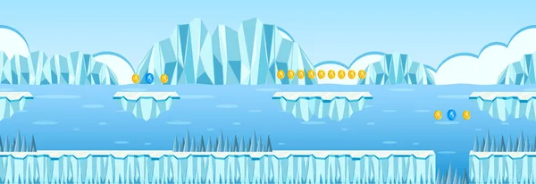 Moneta Raccolta di Gioco Iceberg Scena — Vettoriale Stock