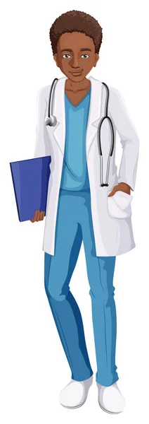 Uma enfermeira masculina em fundo branco —  Vetores de Stock