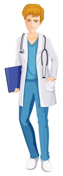 Een mannelijke verpleegkundige op witte achtergrond — Stockvector