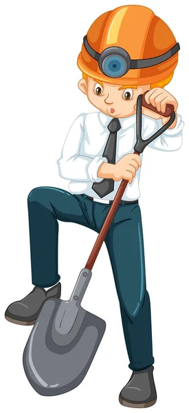 An Office Worker Mining on White Background — Stock Vector