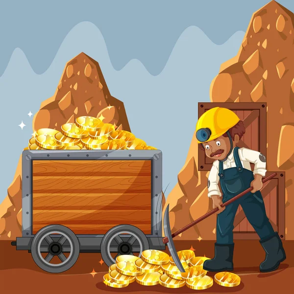 Cyber Coin Mines et travailleurs — Image vectorielle