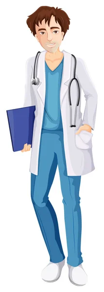 A Male Nurse on White Background — Stock Vector