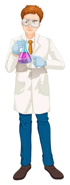 A Scientist Holding Laboratory Beaker — Stock Vector