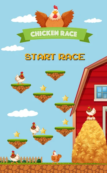Z farmářského kuřete závodní hra šablony — Stockový vektor