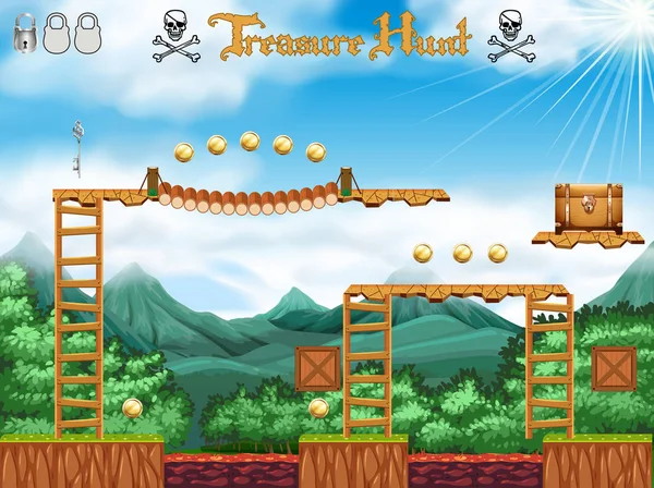 Treasure jakt spel pirat-tema — Stock vektor