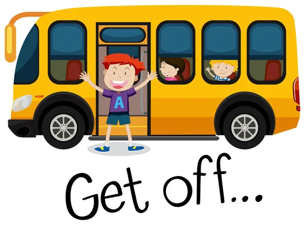 A Kid Get Off School Bus - Stok Vektor