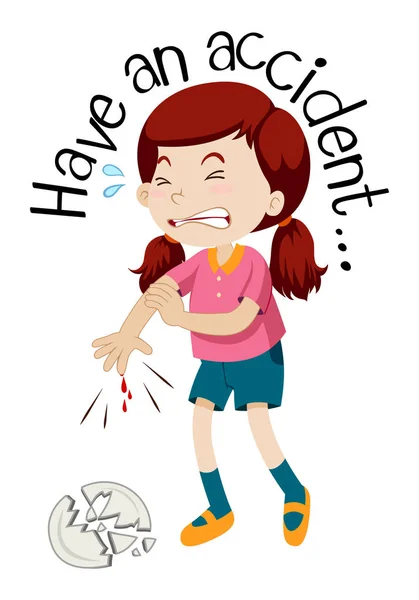 A Girl Having an Accident — Stock Vector