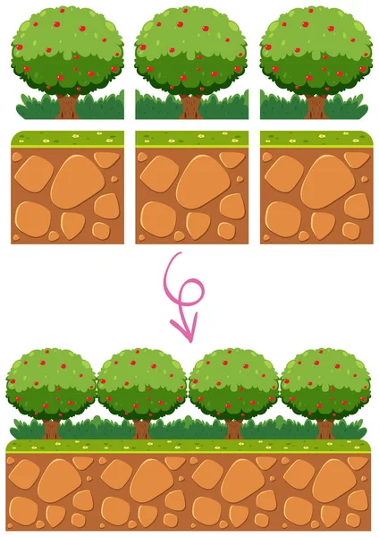 Trädgård mall element för spel — Stock vektor