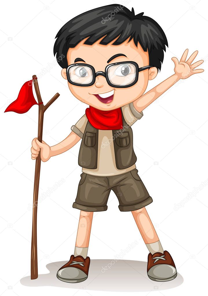 A Boy Scout on White Background