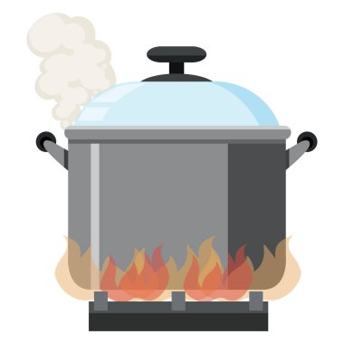 Yangın alev Pot beyaz arka plan üzerinde