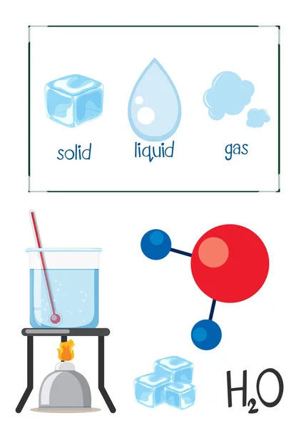 Ciencias del Agua Estados de la Materia — Vector de stock