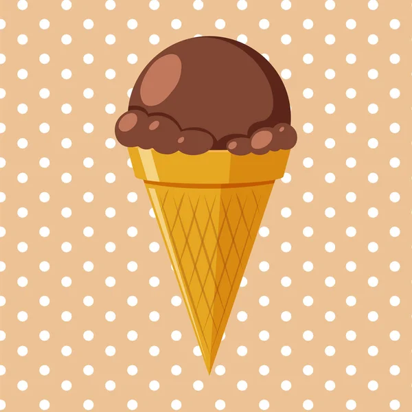 Heerlijke chocolade-ijs kegel — Stockvector