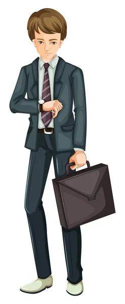 Ein geschäftiger Geschäftsmann auf weißem Hintergrund — Stockvektor