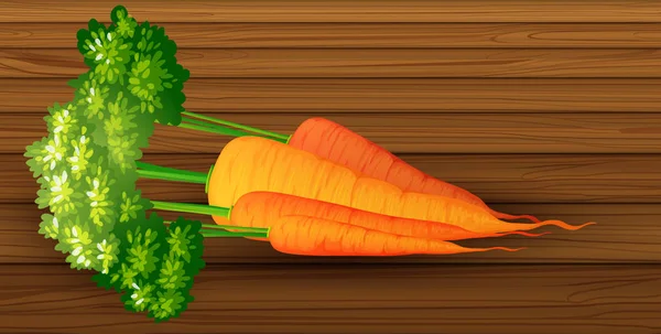 Bio-wortelen op houten tafel — Stockvector