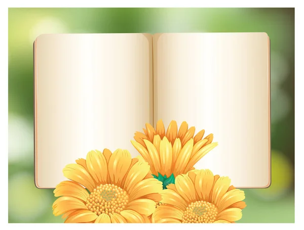 Een boek-sjabloon met bloem — Stockvector