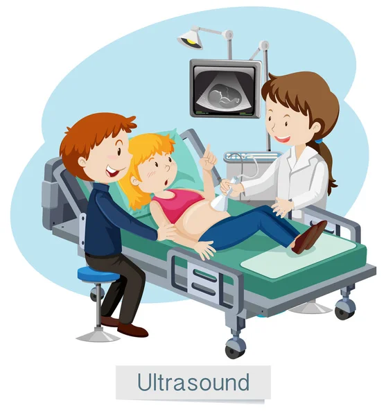 Un cuplu de ultrasunete la spital — Vector de stoc