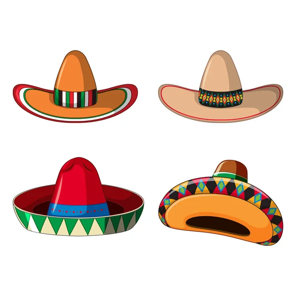 Sombrero mexicano no fundo branco — Vetor de Stock