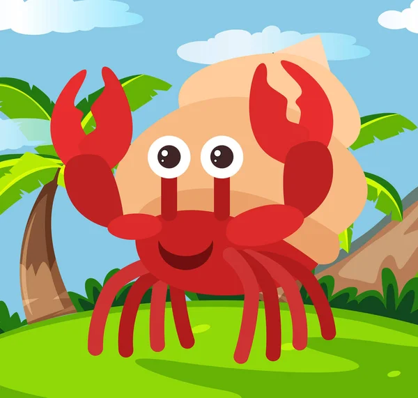 Happy Hermit crab in Land - Stok Vektor