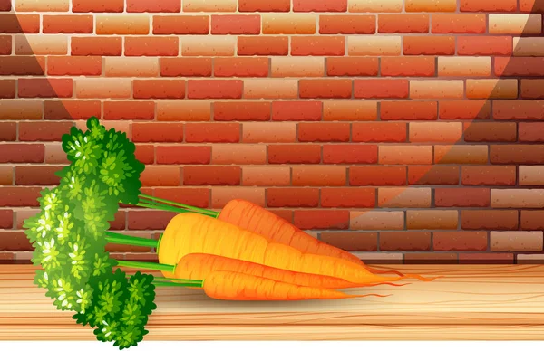 Органическая морковь с кирпичной стеной — стоковый вектор