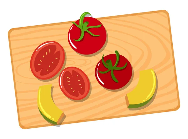 Tomate et citrouille sur planche à découper — Image vectorielle