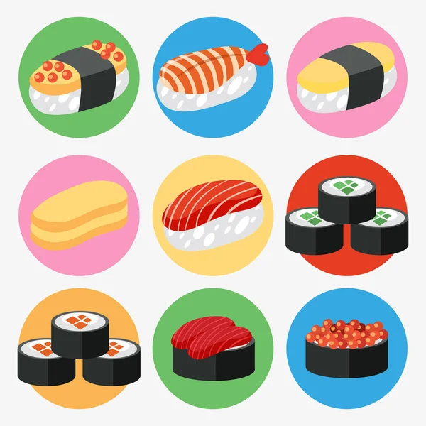 A Set of Japanese Sushi — Stock Vector