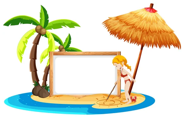 Une bannière vierge de plage avec fille bikini — Image vectorielle