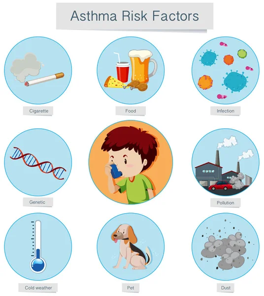 Medical Vector Asthma Risk Factors — Stock Vector