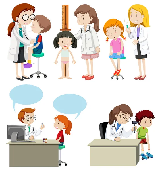 Kids Having a Health Care from Doctor — Stock Vector