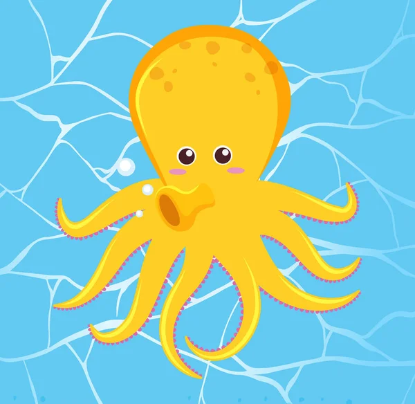 可爱的章鱼在水背景 — 图库矢量图片