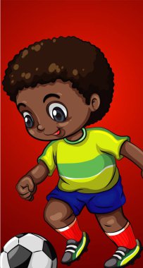 Mutlu çocuk futbol oynuyor.