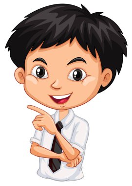 Kocaman gülümseyen mutlu bir çocuk.